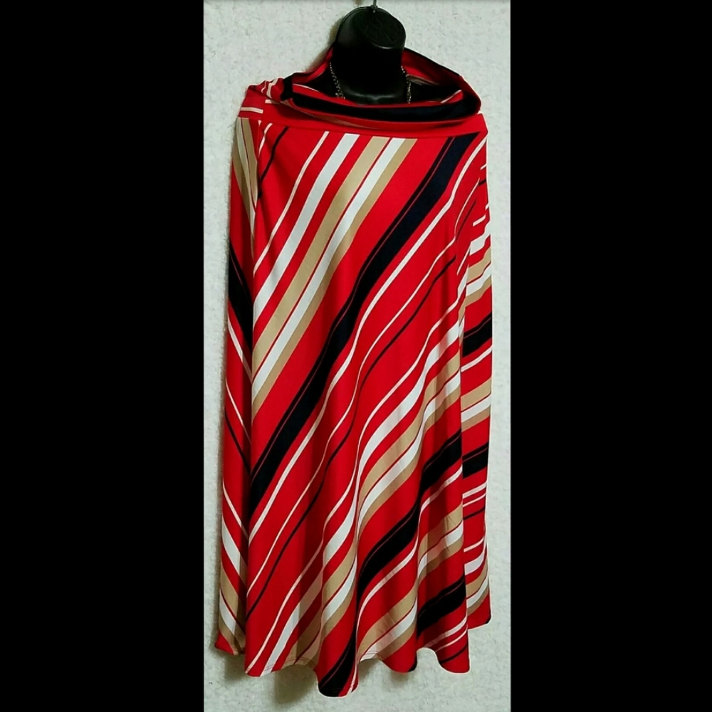 Spense Stripe Mock Neck Poncho Cape Tunic Top Sz M - Picture 4 of 13